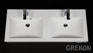 Umywalka dolomitowa UFKS-1200D podwójna biała