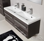 Szafka z białą dwukomorową umywalką