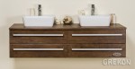 Szafka łazienkowa antyczne drewno 160cm FOKUS z dwiema umywalkami