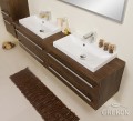 Szafka łazienkowa antyczne drewno 160cm FOKUS z blatem i dwiema umywalkami