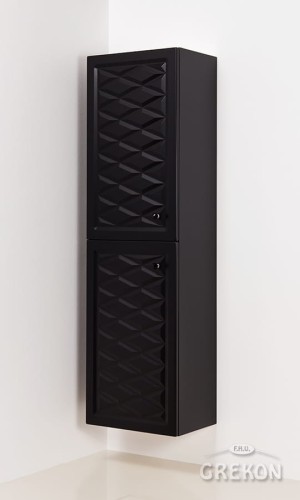 Wysoki dwudrzwiowy regał łazienkowy w czarnym, matowym kolorze