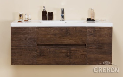 Szafka łazienkowa antyczne drewno 120cm ELEGANTE z umywalką