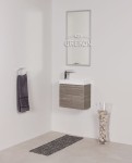 Zestaw mebli w kolorze sheffield perlgrau 40cm CLER z umywalką i lustrem