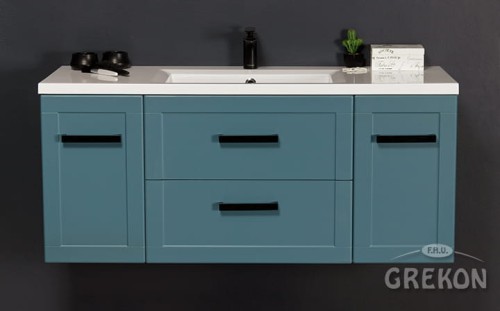 Szafka łazienkowa niebieska 121cm MEIVA z umywalką