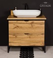 Szafka dąb naturalny 80 cm New York z ceramiczną umywalką