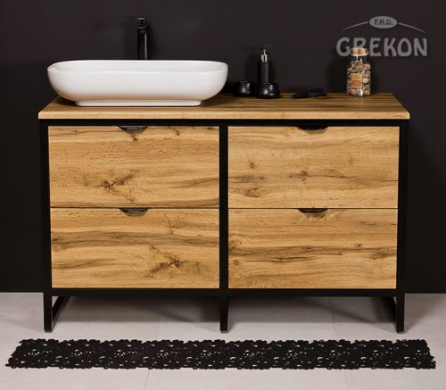 Szafka dąb naturalny z czarnym stelażem