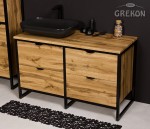 Szafka łazienkowa loftowa 120cm NEW YORK z umywalką czarną mat