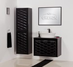 Szafka łazienkowa czarna 80cm COBRA z umywalką FINI 600C