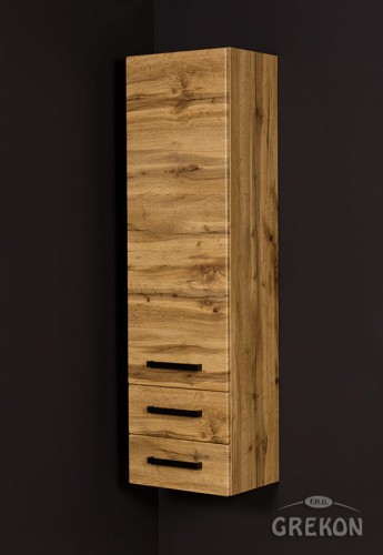 Regał łazienkowy dąb naturalny 40x143,5cm FOKUS LOFT z dwiema szufladami