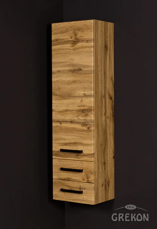 Regał łazienkowy dąb naturalny 40x143,5cm FOKUS LOFT z dwiema szufladami
