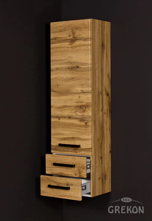 Regał łazienkowy dąb naturalny 40x143,5cm FOKUS LOFT z dwiema szufladami