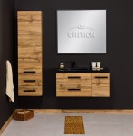 Regał łazienkowy dąb naturalny 40x143,5cm FOKUS LOFT z dwiema szufladami