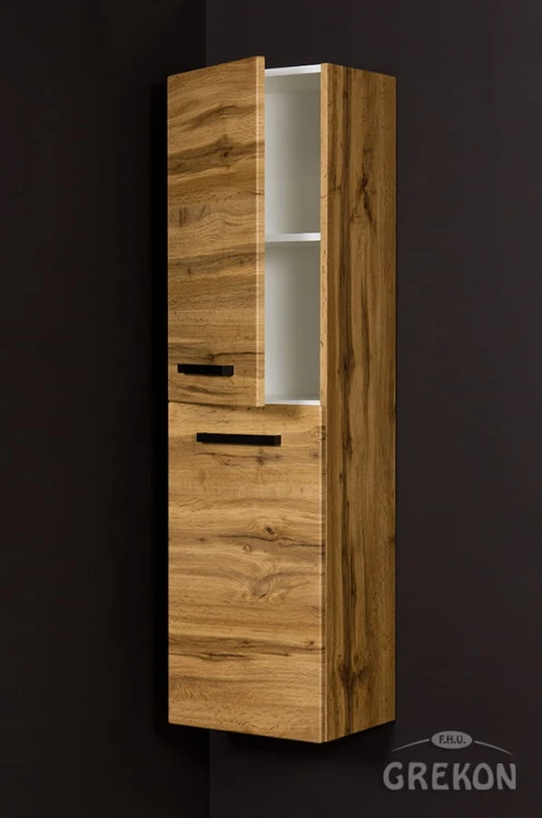 Regał łazienkowy dąb naturalny 40x143,5cm FOKUS LOFT z koszem
