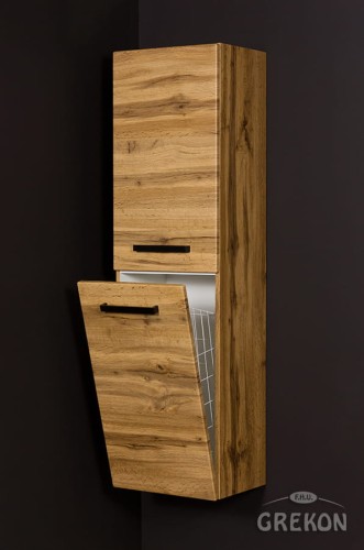 Regał łazienkowy dąb naturalny 40x143,5cm FOKUS LOFT z koszem