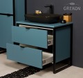 Nowoczesna szafka łazienkowa New York z ceramiczną czarna matową umywalką