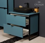 Nowoczesna szafka łazienkowa New York z ceramiczną czarna matową umywalką