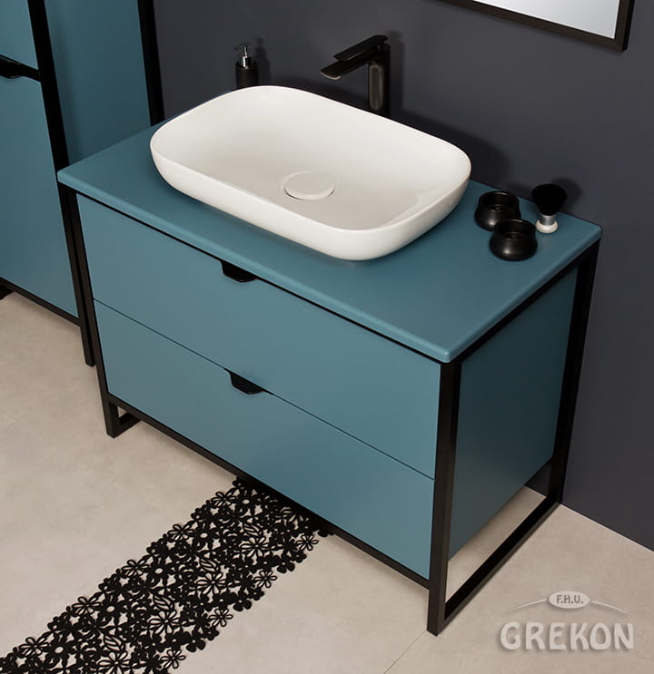 Stojąca szafka New York 100 cm z białą ceramiczną umywalką
