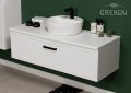 Biała prostokątna szafka z umywalką ceramiczną z kolekcji Petto Bianco