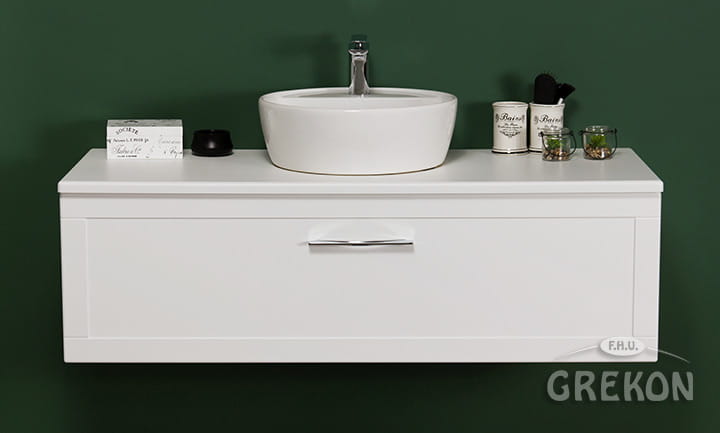 Szafka łazienkowa biała 120cm PETTO BIANCO z umywalką AREDA-42