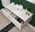 Szafka z umywalką ceramiczną i wbudowanym organizerem
