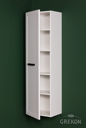Jednodrzwiowy biały regał łazienkowy 40 x 143,5 cm Petto Bianco