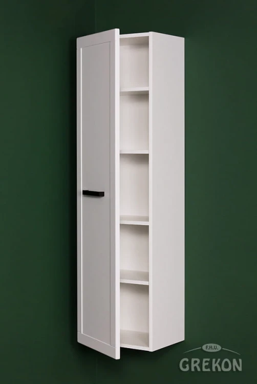 Jednodrzwiowy biały regał łazienkowy 40 x 143,5 cm Petto Bianco