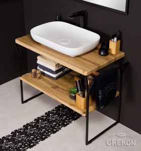 Szafka łazienkowa loftowa 101cm NEW YORK z umywalką białą