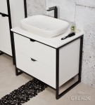 Biała szafka z ceramiczną umywalką 80 cm New York