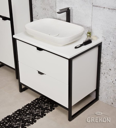 Biała szafka z ceramiczną umywalką 80 cm New York