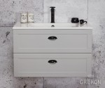 Szafka łazienkowa szara 81cm GREND z umywalką