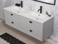Szafka łazienkowa szara 141cm GREND z dwukomorową umywalką