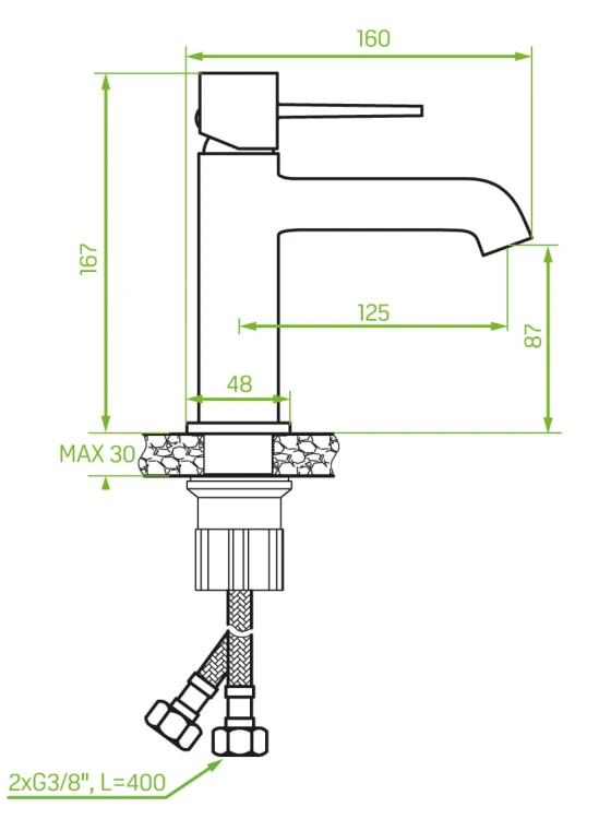 Laveo Pola bateria umywalkowa czarna BAP 722D