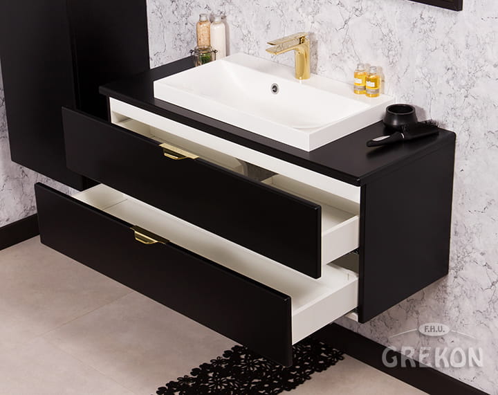 Modułowa szafka łazienkowa 80 cm czarny mat seria Victa
