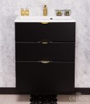 Szafka łazienkowa czarna 60cm VICTA z umywalką