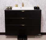 Szafka łazienkowa czarna 100cm VICTA z blatem i umywalką białą