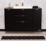 Szafka łazienkowa czarna 120cm VICTA z blatem i umywalką białą