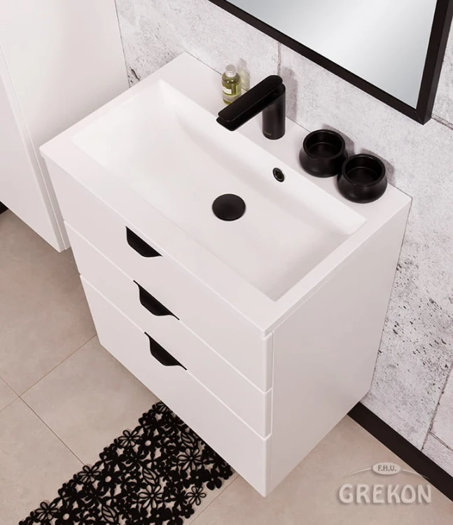 Szafka łazienkowa biała 60cm VICTA z umywalką