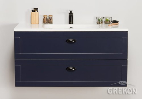 Szafka łazienkowa granatowa 101cm GREND z umywalką