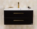Szafka łazienkowa czarna 80cm BELLI GOLD z umywalką