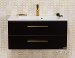 Szafka łazienkowa czarna 80cm BELLI GOLD z umywalką