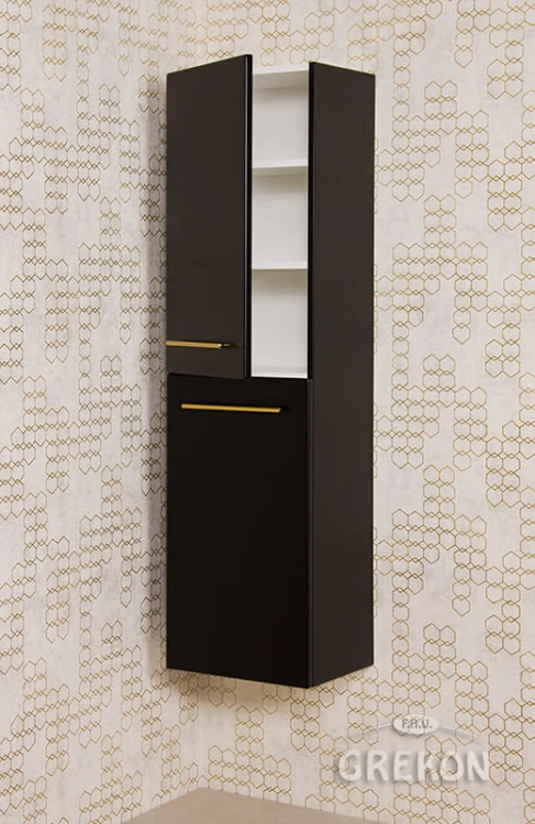 Dwudrzwiowy czarny wysoki regał Belli Gold