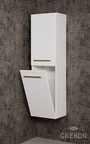 Regał łazienkowy biały 40x143,5cm BELLI GOLD z koszem