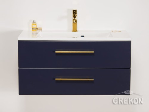 Szafka łazienkowa granatowa 80cm BELLI GOLD z umywalką