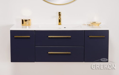 Szafka łazienkowa granatowa 120cm BELLI GOLD z umywalką