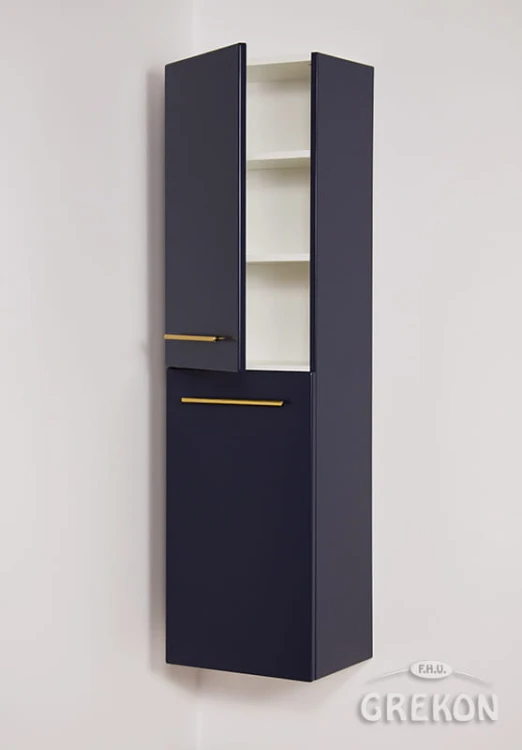 Dwudrzwiowy regał łazienkowy granatowy 40x143,5cm BELLI GOLD