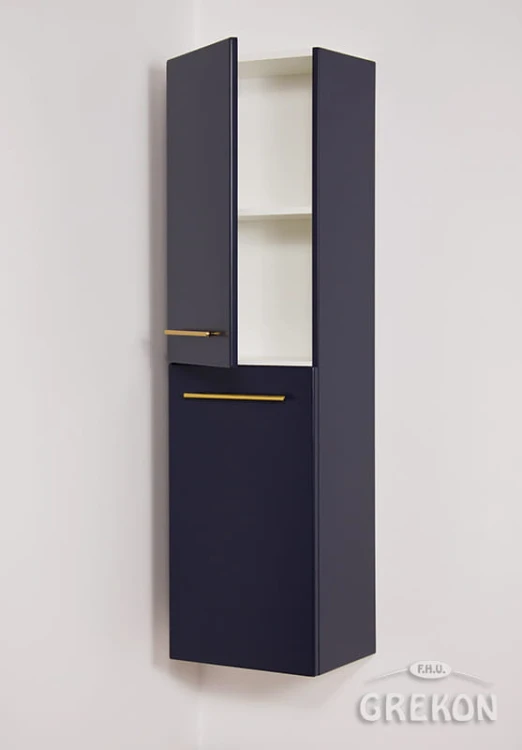 Regał łazienkowy granatowy 40x143,5cm BELLI GOLD z koszem
