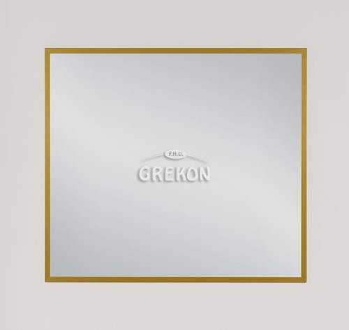 Prostokątne lustro łazienkowe w złotej ramie