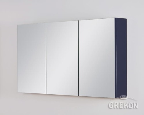 Trzydrzwiowa szafka łazienkowa granatowa z lustrem