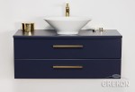 Szafka łazienkowa granatowa 100cm BELLI GOLD z blatem i umywalką