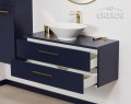 Szafka z dwiema szufladami oraz nablatową umywalką